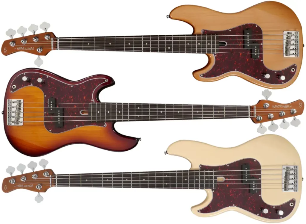 Left Handed Sire Bass Guitars - Marcus Miller P5R LH Fretted or Fretless 5-String - Available in 3 finishes;Natural, Tobacco Sunburst, or Vintage White