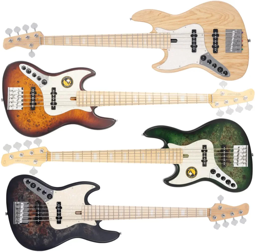 Left Handed Sire Bass Guitars - Marcus Miller V7 Reissue Ash LH 5-String - Available in 4 finishes; Natural Satin, Tobacco Sunburst Satin, Transparent Green Satin, or Transparent Black Satin