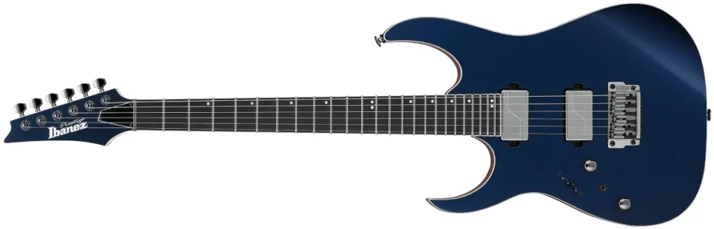 Left Handed Ibanez Guitars - an Ibanez RG5121L Prestige with Dark Tide Blue Flat finish