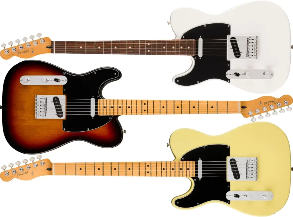 Left Handed Fender Guitars - Player II Telecaster (Polar White, 3-Color Sunburst, Hialeah Yellow)