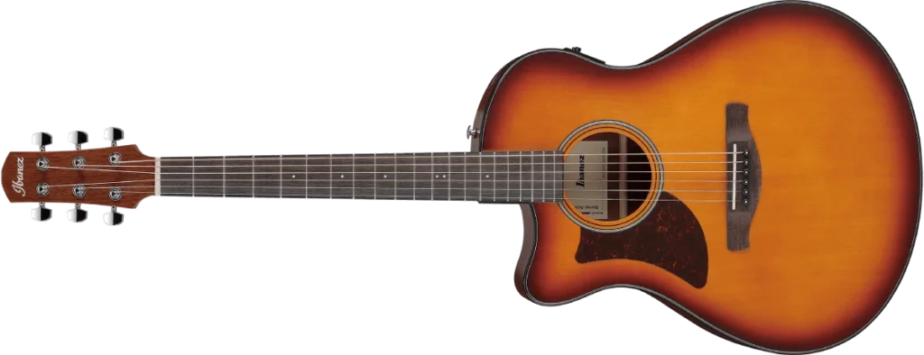 Left handed Ibanez Guitars - AAM50LCE acoustic guitar (Open Pore Light Brown Sunburst Top)