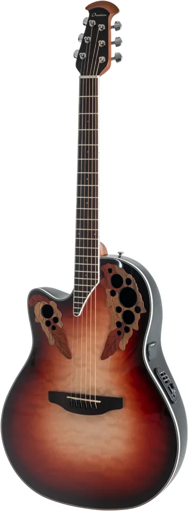Left Handed Ovation Guitars - Celebrity Elite Plus CE44LX Mid Cutaway (Ruby Burst)