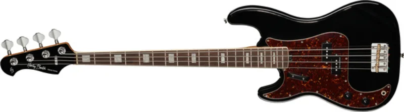 Left Handed Harley Benton Basses - A Harley Benton MV-4P with a high-gloss black finish