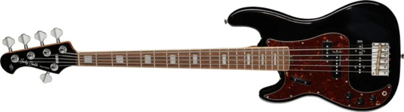Left Handed Harley Benton Basses - A Harley Benton MV-5PJ with a black finish