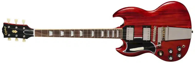 Left Handed Epiphone Guitars - A left handed 1964 SG Standard Reissue with Maestro Vibrola in a Cherry Red finish