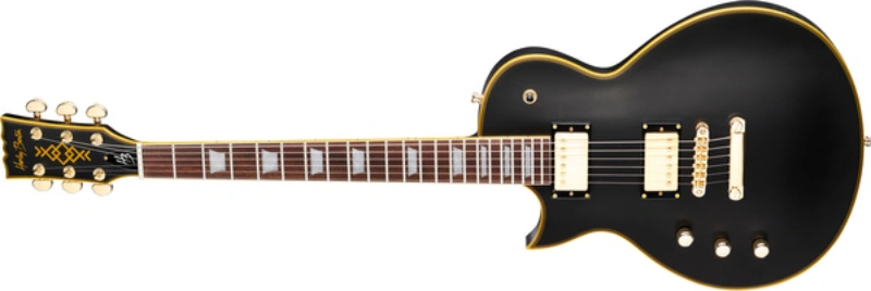 Left handed Harley Benton Guitars - a lefty SC-Custom III LH VBK electric guitar in a Vintage Matte Black finish. 