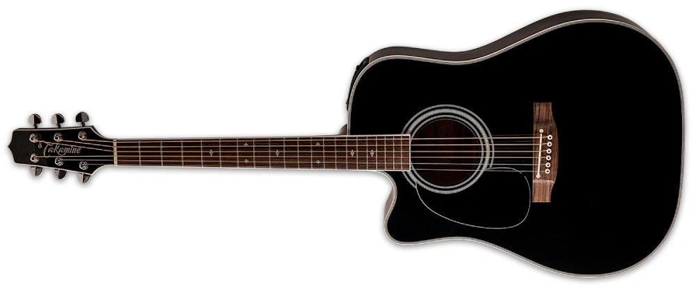Left Handed Takamine Guitars - A lefty Takamine EF341SC LH acoustic guitar with a gloss black finish.