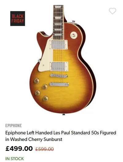 Epiphone LP Standard 50s - ยฃ499.00 at Andertons for Balck Friday