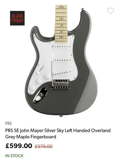 Lefty PRS SE John Mayer Silver Sky Maple Fingerboard (Overland Grey) - ยฃ599.00 at Andertons for Black Friday