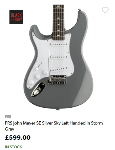 Lefty PRS SE John Mayer Silver Sky (Storm Grey) - ยฃ599.00 at Andertons for Black Friday