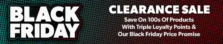 Banner ad for Andertons' Black Friday clearance sale. Save on 100s of products with triple loyalty points & Andertons' Black Friday Price Promise