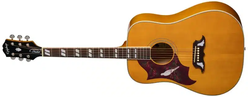 Left Handed Epiphone Acoustic Guitars - Epiphone Dove Studio with a Natural finish