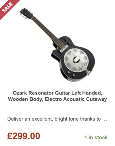Lefty Ozark Resonator Guitar, Wooden Body (Matte Black) - ยฃ299.00 at Gear4music for Black Friday