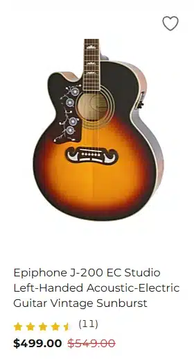 Lefty Epiphone J-200 EC Studio (Vintage Sunburst) - $499.00 at Guitar Center for Black Friday