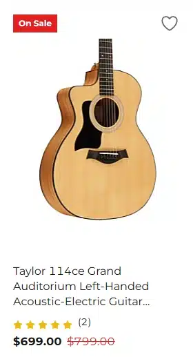 Lefty Taylor 114ce Grand Auditorium - $699.99 at Guitar Center for Black Friday