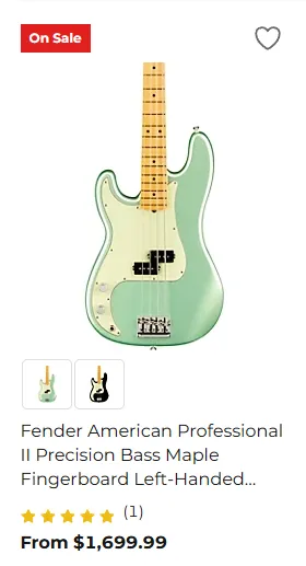 Lefty Fender American Professional II Precision Bass Maple Fingerboard Mystic Surf Green - $1,699.99 at Guitar Center for Black Friday