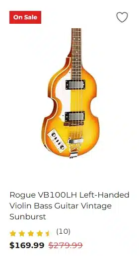 Lefty Rogue VB100LH Violin Bass Guitar Vintage Sunburst - $169.99 at Guitar Center for Black Friday
