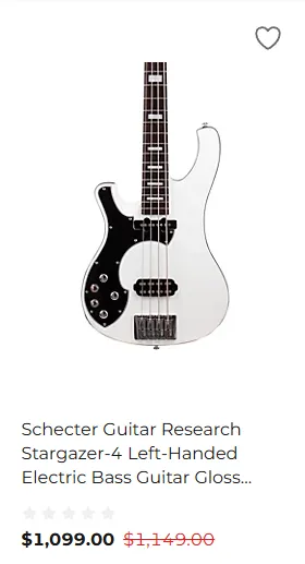 Lefty Schecter Stargazer-4 Bass Guitar Gloss White - $1,099.00 at Guitar Center for Black Friday
