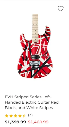 Lefty EVH Striped Series (Red, Black & White Stripes) - $1,399.99 at Guitar Center for Black Friday