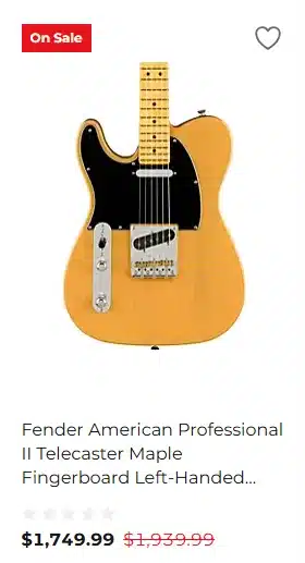 Lefty Fender American Professional II Telecaster Maple Fingerboard (Butterscotch Blonde) - $1,749.99 at Guitar Center for Black Friday