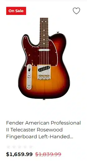 Lefty Fender American Professional II Telecaster Rosewood Fingerboard (3-Color Sunburst) - $1,659.99 at Guitar Center for Black Friday