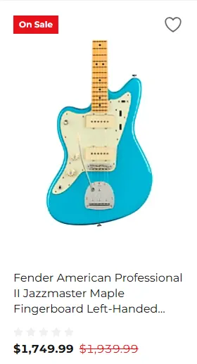 Lefty Fender American Professional II Jazzmaster Maple Fingerboard (Miami Blue) - $1,749.99 at Guitar Center for Black Friday