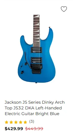 Lefty Jackson JS Series Dinky Arch Top JS32 DKA (Bright Blue) - $369.99 at Guitar Center for Black Friday