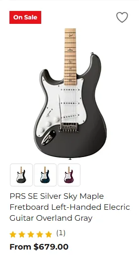 Lefty PRS SE Silver Sky with Maple Fingerboard (Overland Gray) - $679.00 at Guitar Center for Balck Friday