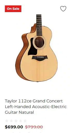 Lefty Taylor 112ce Grand Concert - $699.99 at Guitar Center for Black Friday