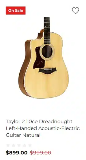 Lefty Taylor 210ce Dreadnought - $899.99 at Guitar Center for Black Friday