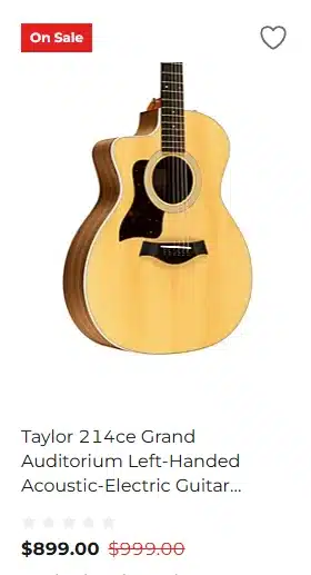 Lefty Taylor 214ce Grand Auditorium - $899.99 at Guitar Center for Black Friday