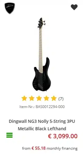 Lefty Dingwall NG3 Nolly 5-string multiscale Adam "Nolly" Getgood Signature Bass (Metallic Black) - €3,099 at Music Store