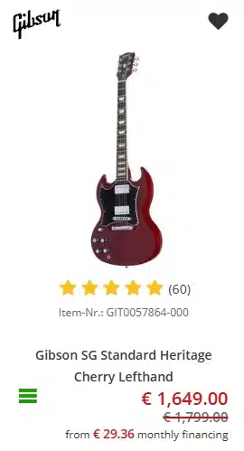 Lefty Gibson SG (Heritage Cherry) - €1,649 at Music Store