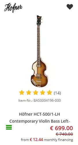 Lefty Hofner HCT-500/1 Violin Bass (Sunburst) - €699 at Music Store