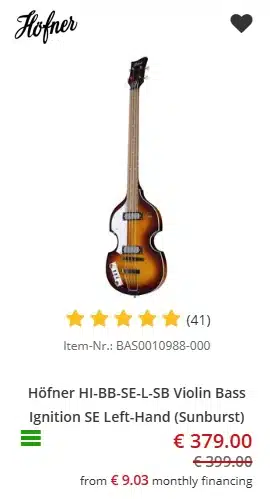 Lefty Hofner Ignition Violin Bass (Sunburst) - €379 at Music Store