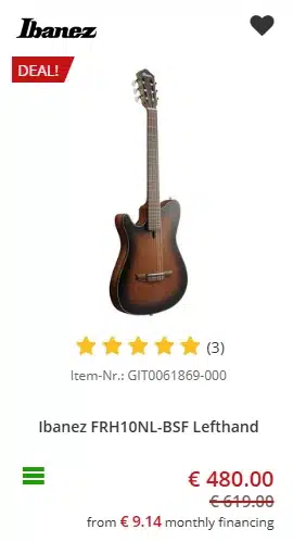 Lefty Ibanez FRH10L (Brown Sunburst) - €480 at Music Store