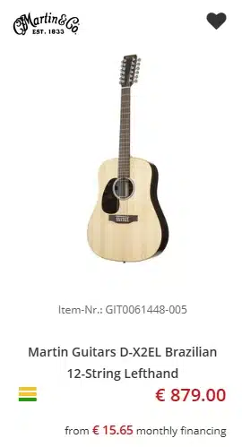 Lefty Martin D-X2EL Brazilian 12-String - €879 at Music Store