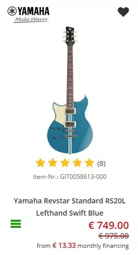Lefty Yamaha Revstar Standard RS20L (Swift Blue) - €749 at Music Store