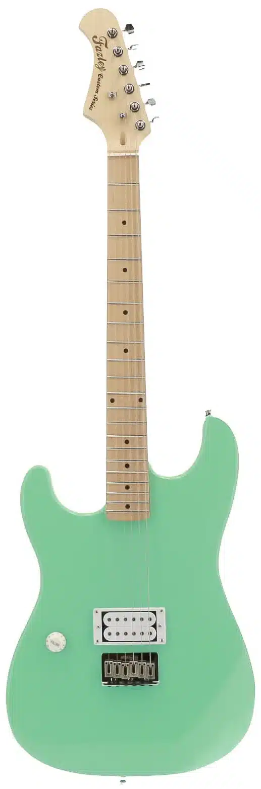 A left-handed Fazley Custom Series Hot Rod V2 Electric Guitar with Fixed Bridge in a Surf Green finish