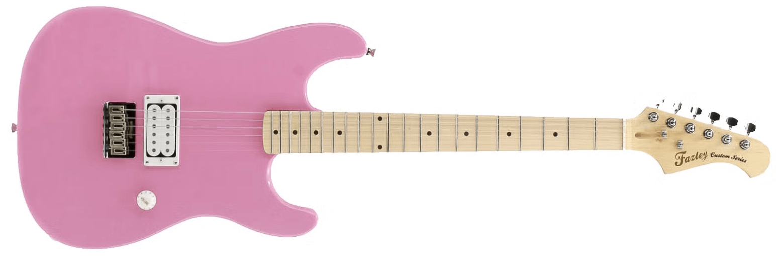 A right handed Fazley Hot Rod V2 with a shell pink finish