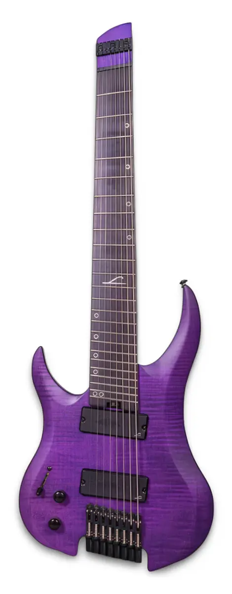 A left handed Legator G8FSS-LH in a Purple Flame finish