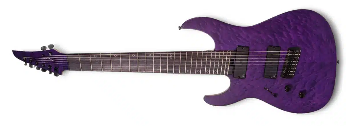 A left handed Legator N8FSS-LH in a Purple Flame finish