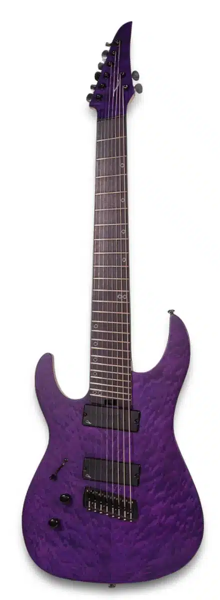 A left handed Legator N8FSS-LH in a Purple Flame finish