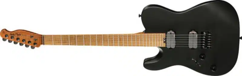 Left handed Harley Benton Fusion-T II EMG HH in a matte black finish