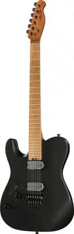 Left handed Harley Benton Fusion-T II EMG HH in a matte black finish