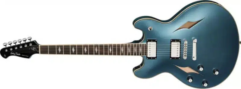 Left handed Harley Benton HB-35TL Tesla in a Pelham Blue finish