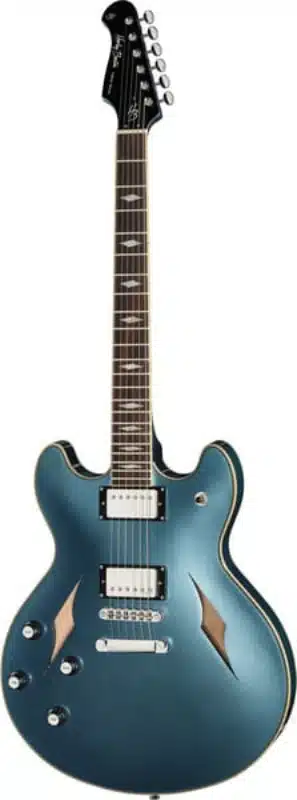 Left handed Harley Benton HB-35TL Tesla in a Pelham Blue finish