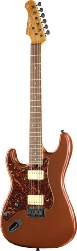 A left hander Harley Benton ST-Modern HH LH with a root beer metallic finish