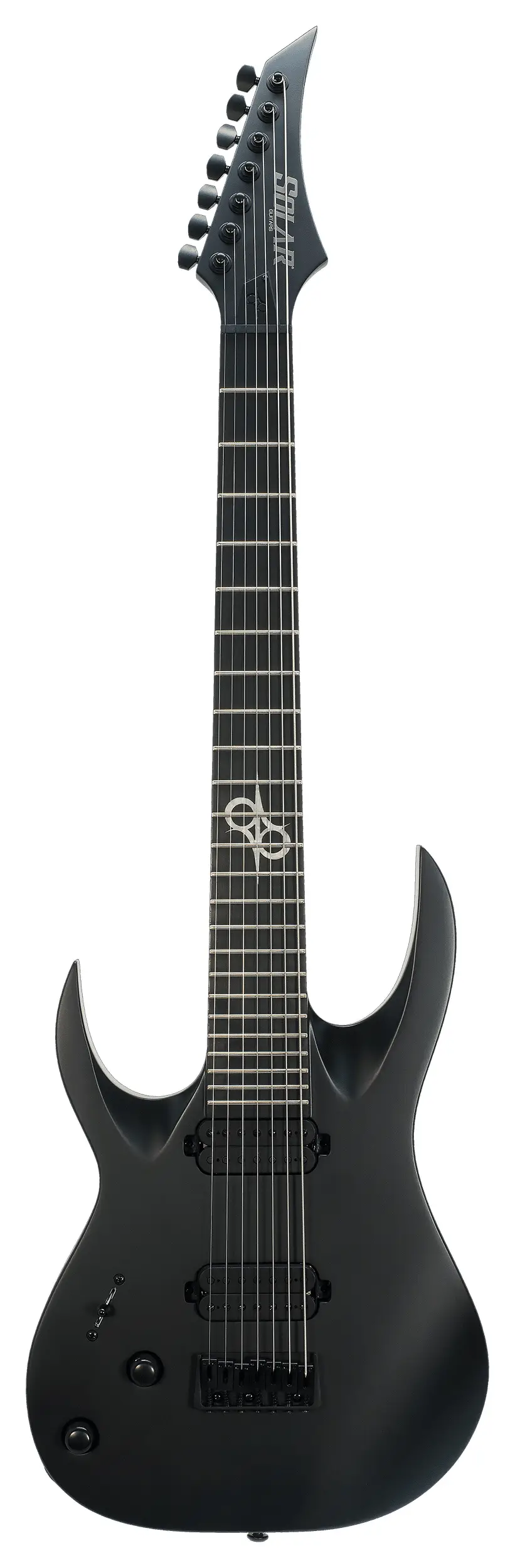 A left handed Solar A2.7C with a carbon black matte finish